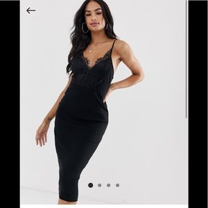 ASOS Midi rib knit lace cami bombshell dress Sexy